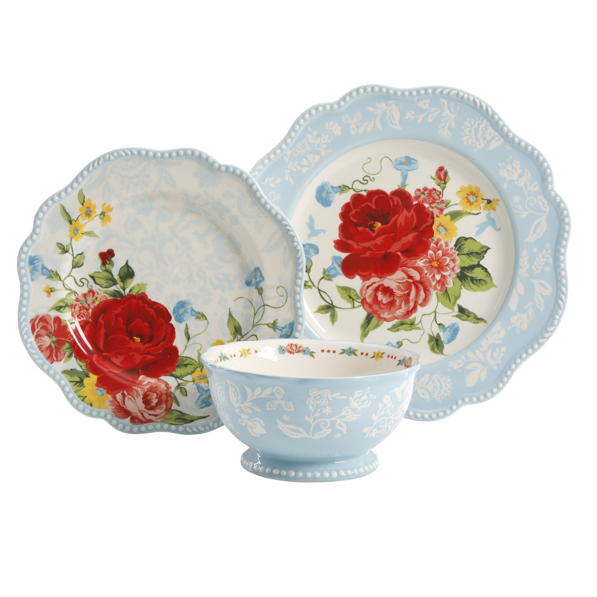 Sweet Rose 12-Piece Dinnerware Set | Prairie Lane - View 3