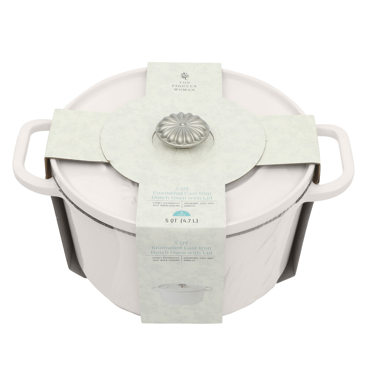 The Pioneer Woman 5-Quart Enameled Cast Iron Dutch Oven with Lid, Linen