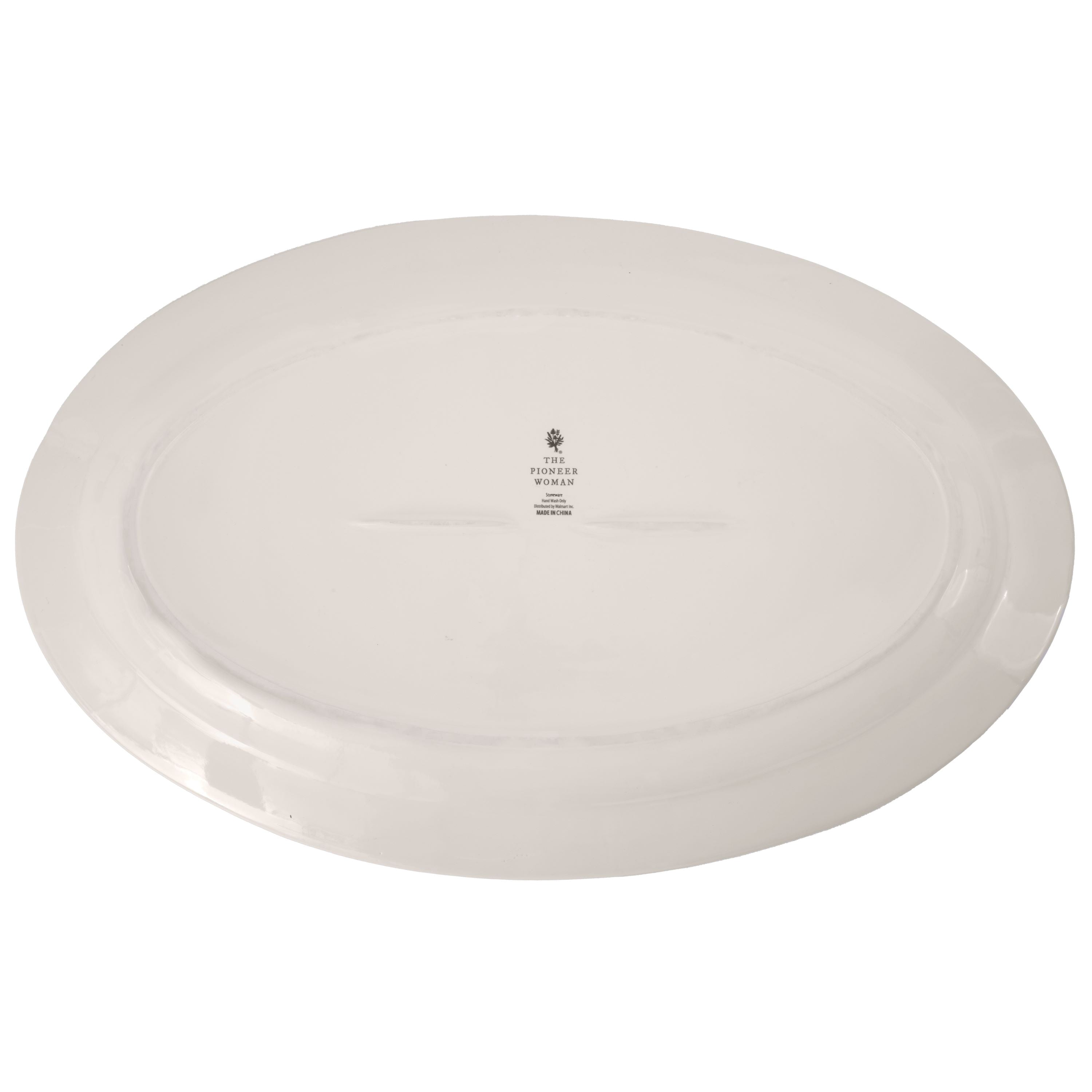 Vintage Lace 20-inch Stoneware Oval Serving Tray Platter, White | Prairie Lane - View 7