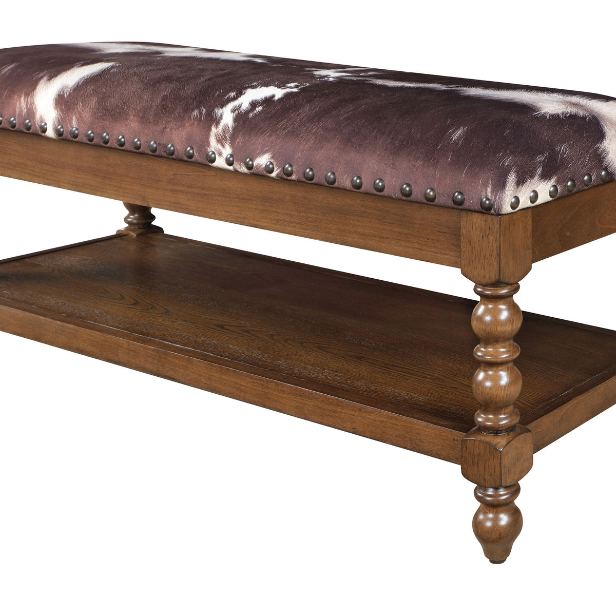 Harper Bench, Faux Cowhide Fabric | Prairie Lane - View 2