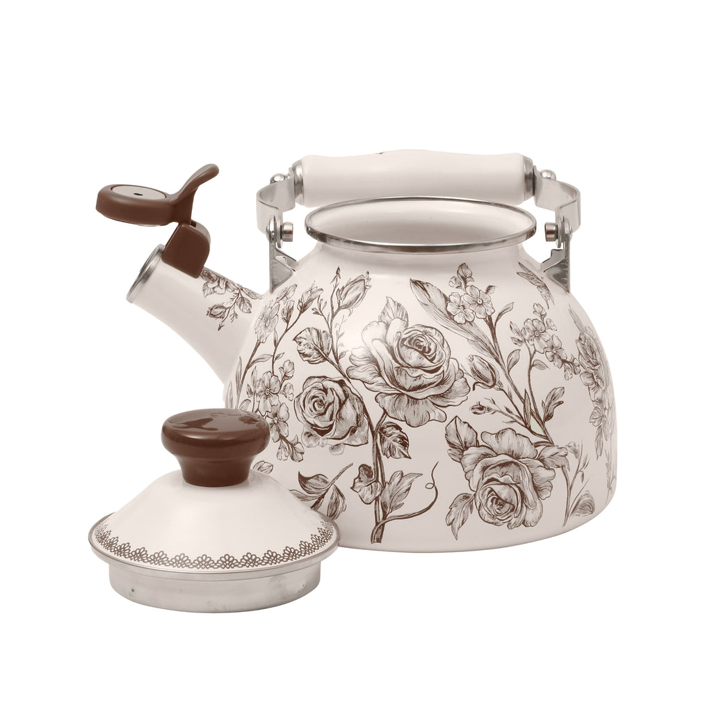 The Pioneer Woman 2.0-Quart Enamel on Steel Agatha Tea Kettle, Brown