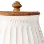 Colette Stoneware Onion Keeper, White | Prairie Lane - View 3
