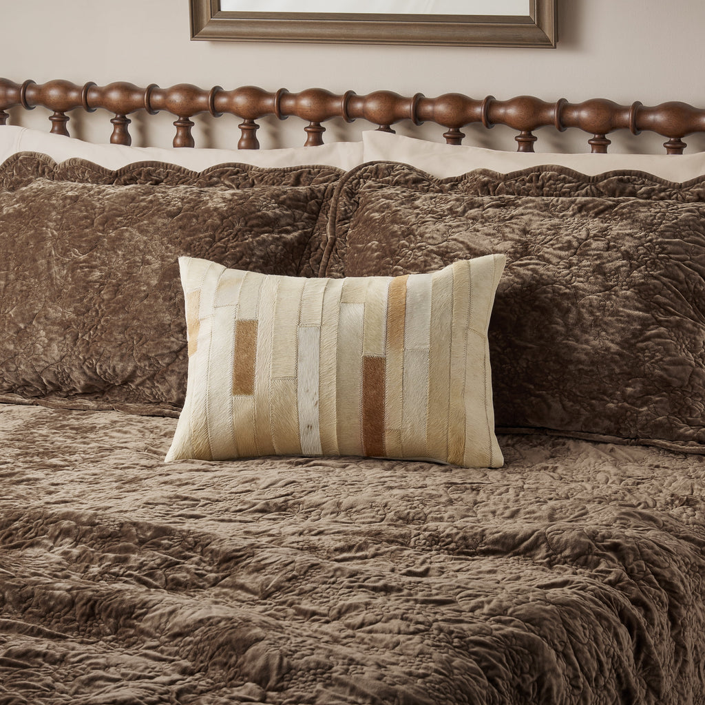 Ranch Patchwork Cowhide Lumbar Pillow 14" x 20" | Prairie Lane - View 2