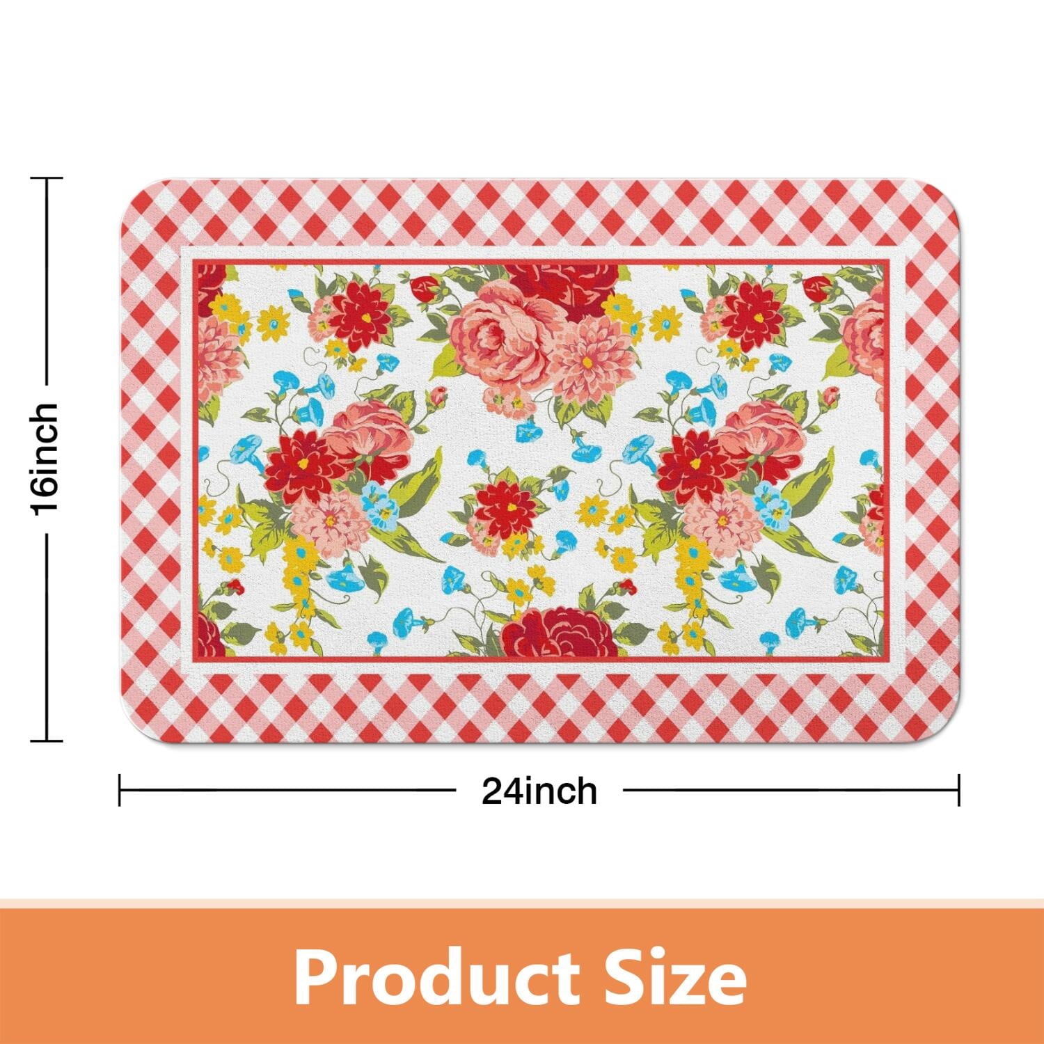 Flower Kitchen Mat Sets 2 Piece Farmhouse Anti Fatigue Waterproof Stain Resistant Floor Rug Non Slip Pioneer Flower Woman Kitchen Laundry Room Rug - 17x30+17x47Inch