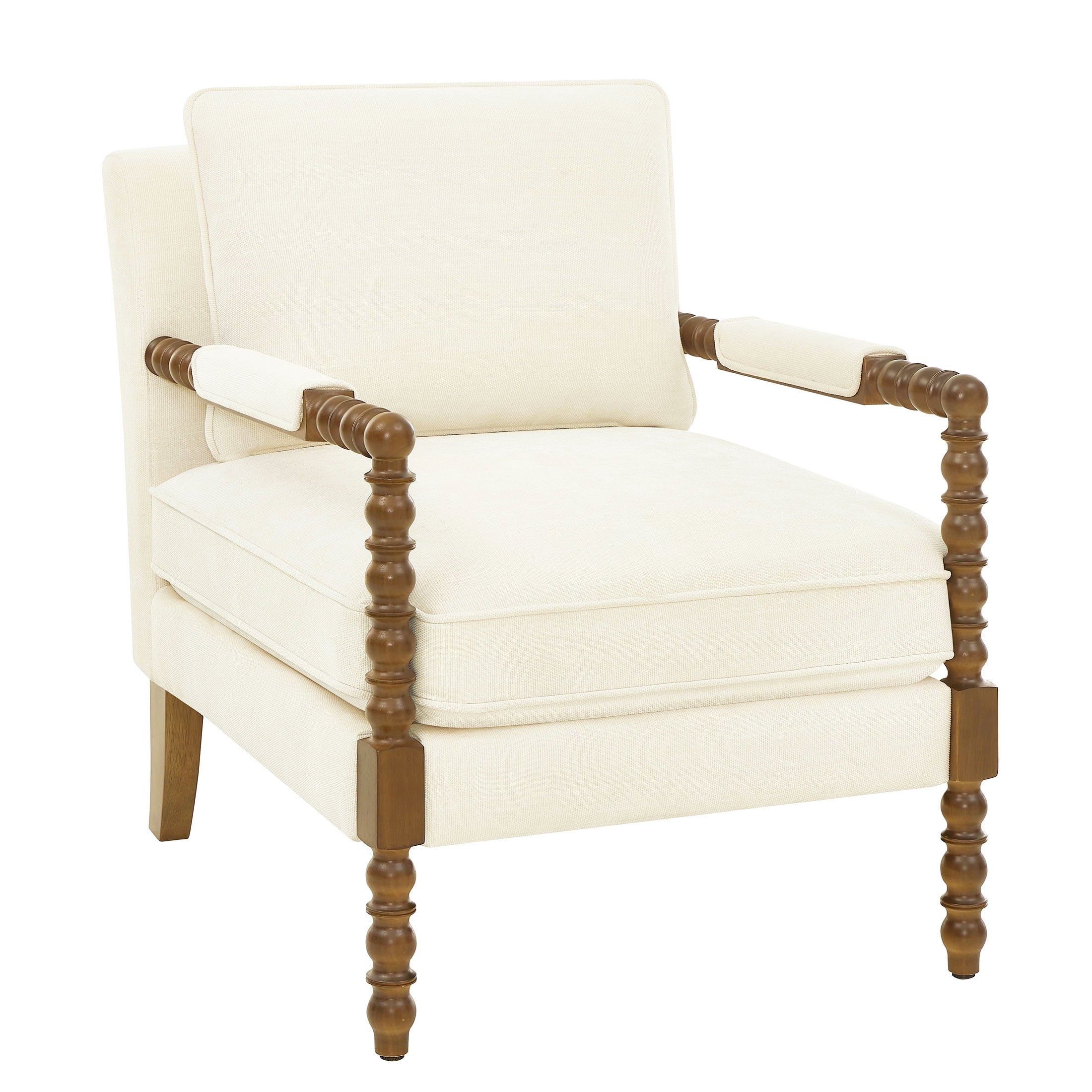 Pioneer Woman Harper Spindle Accent Chair, Antique White Fabric Upholstery