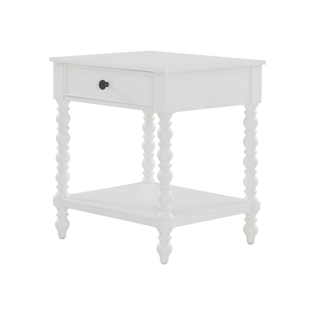 The Pioneer Woman Harper Spindle Nightstand with USB Charging Ports, Adults and Teens, White Finish
