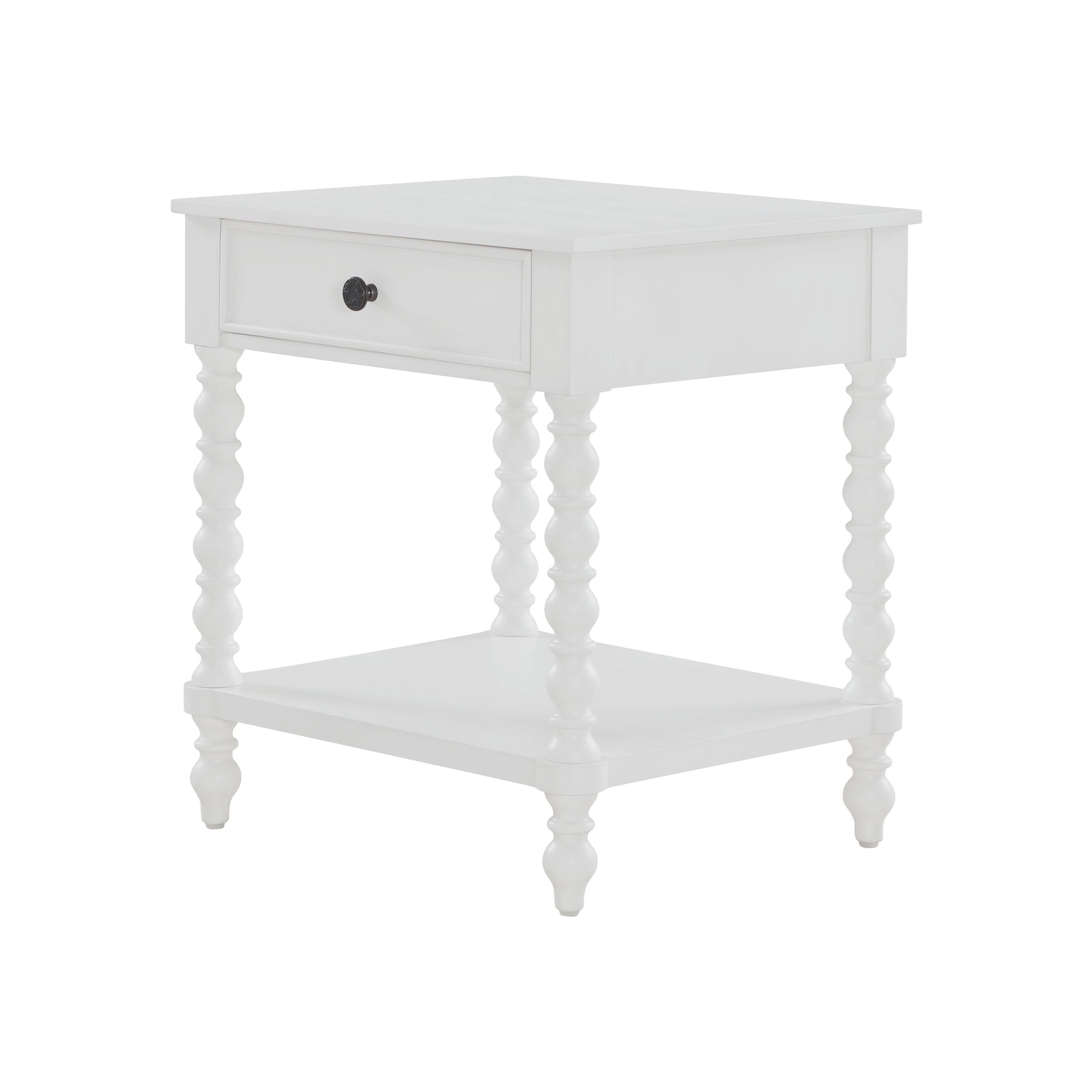 The Pioneer Woman Harper Spindle Nightstand with USB Charging Ports, Adults and Teens, White Finish