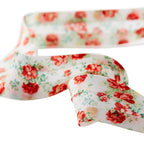 Vintage Floral White Double Fold Cotton Bias Tape Ribbon, 7/8" x 25 Yards | Prairie Lane - View 3
