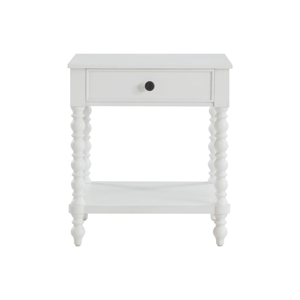 The Pioneer Woman Harper Spindle Nightstand with USB Charging Ports, Adults and Teens, White Finish
