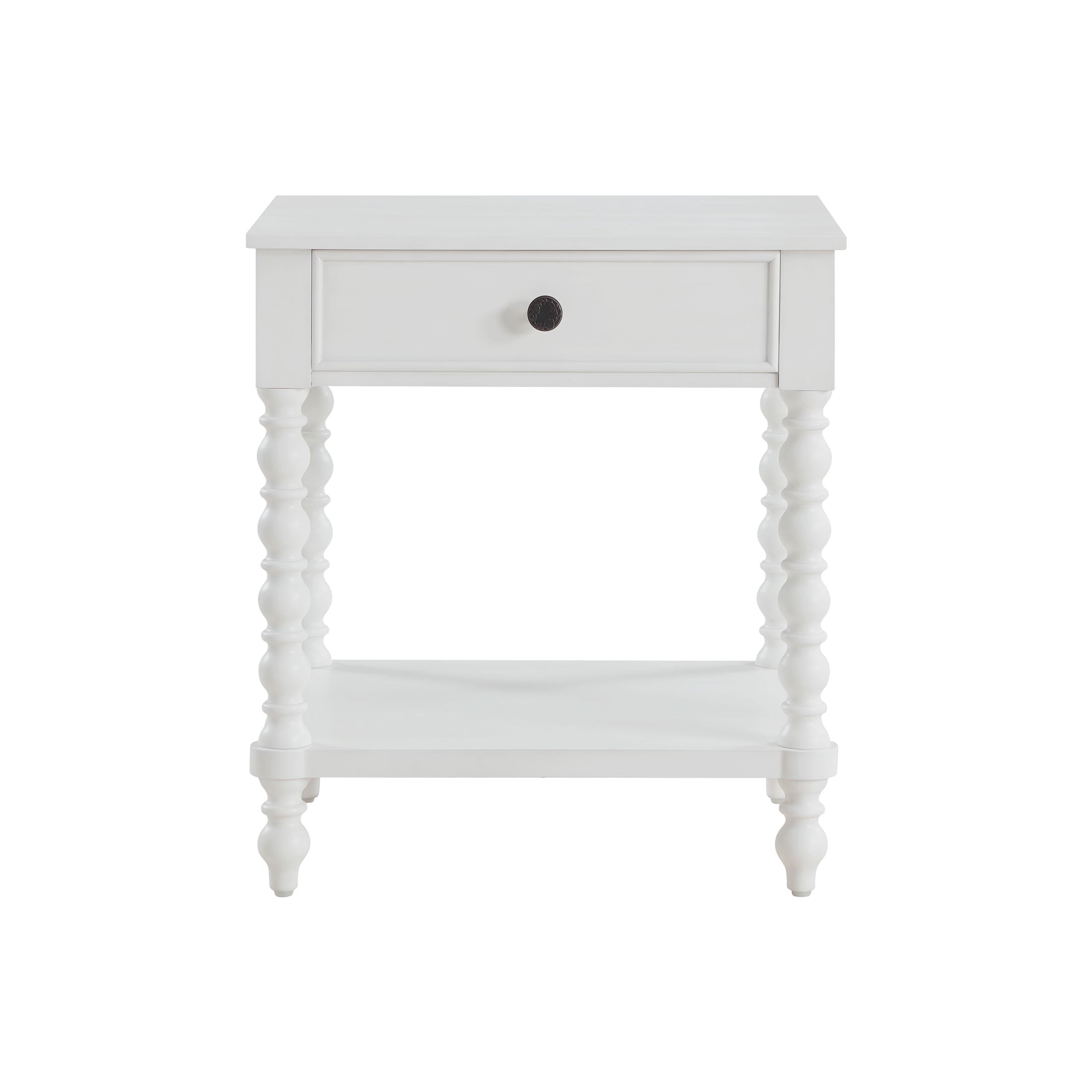 The Pioneer Woman Harper Spindle Nightstand with USB Charging Ports, Adults and Teens, White Finish