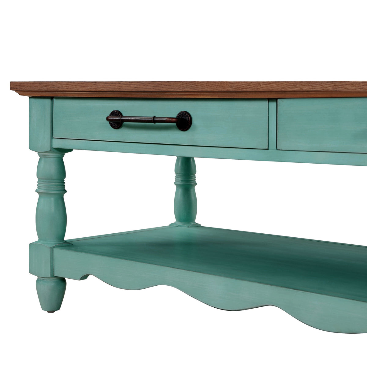 The Pioneer Woman Helen Coffee Table Made With Solid Wood Frame, Teal
