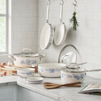 12-Piece Classic Ceramic Cookware Set, Agatha Blue | Prairie Lane - View 2