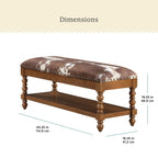 Harper Bench, Faux Cowhide Fabric | Prairie Lane - View 11
