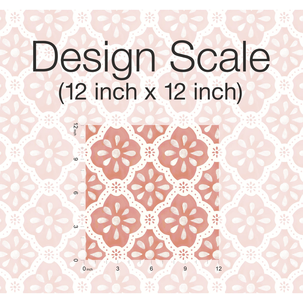 Pink Salmon Washy Trellis Peel and Stick Wallpaper, 18" x 18.86' | Prairie Lane - View 7