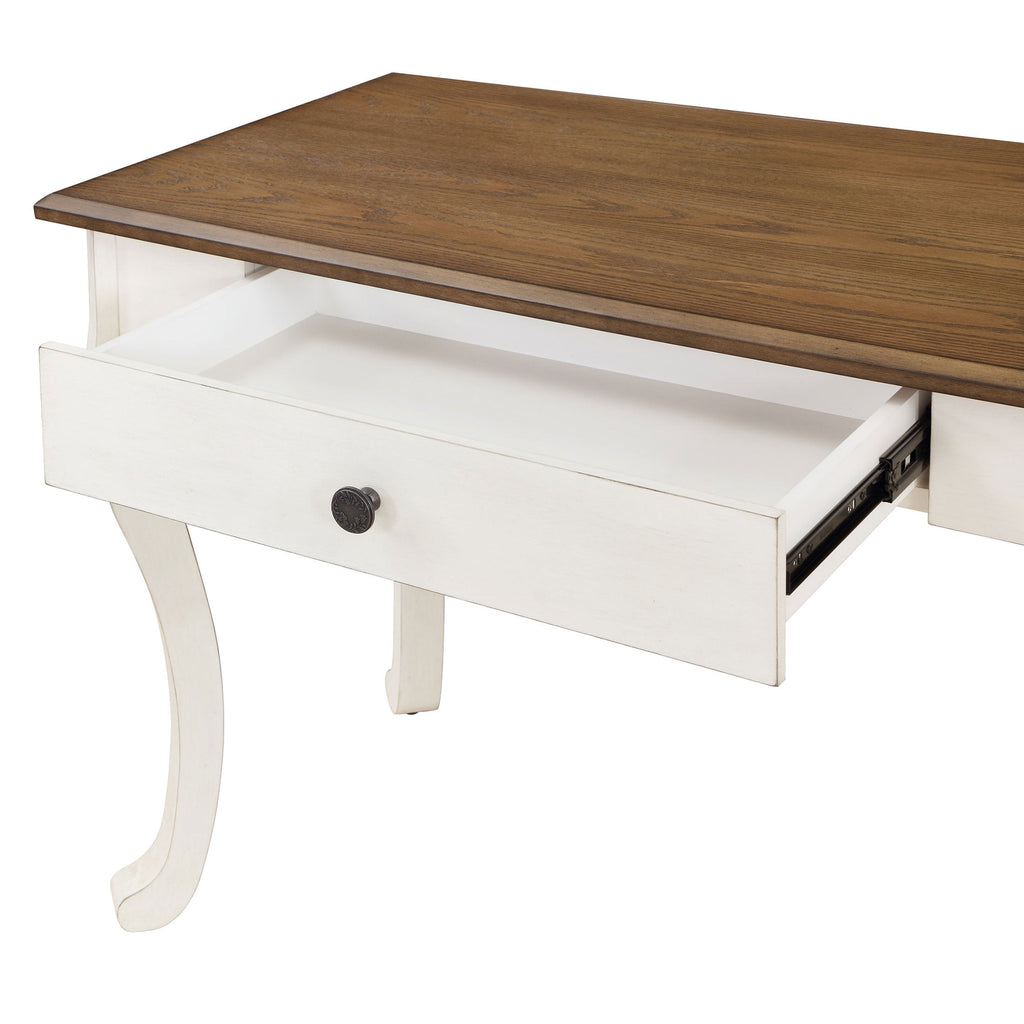 Vanity Set and Stool with Tri-Fold Mirror and Made With Solid Wood Frame, White | Prairie Lane - View 5