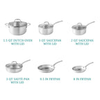 The Pioneer Woman 14-Piece Stainless Steel Cookware Set, Cooking Pots and Pans Set with Kitchen Utensils