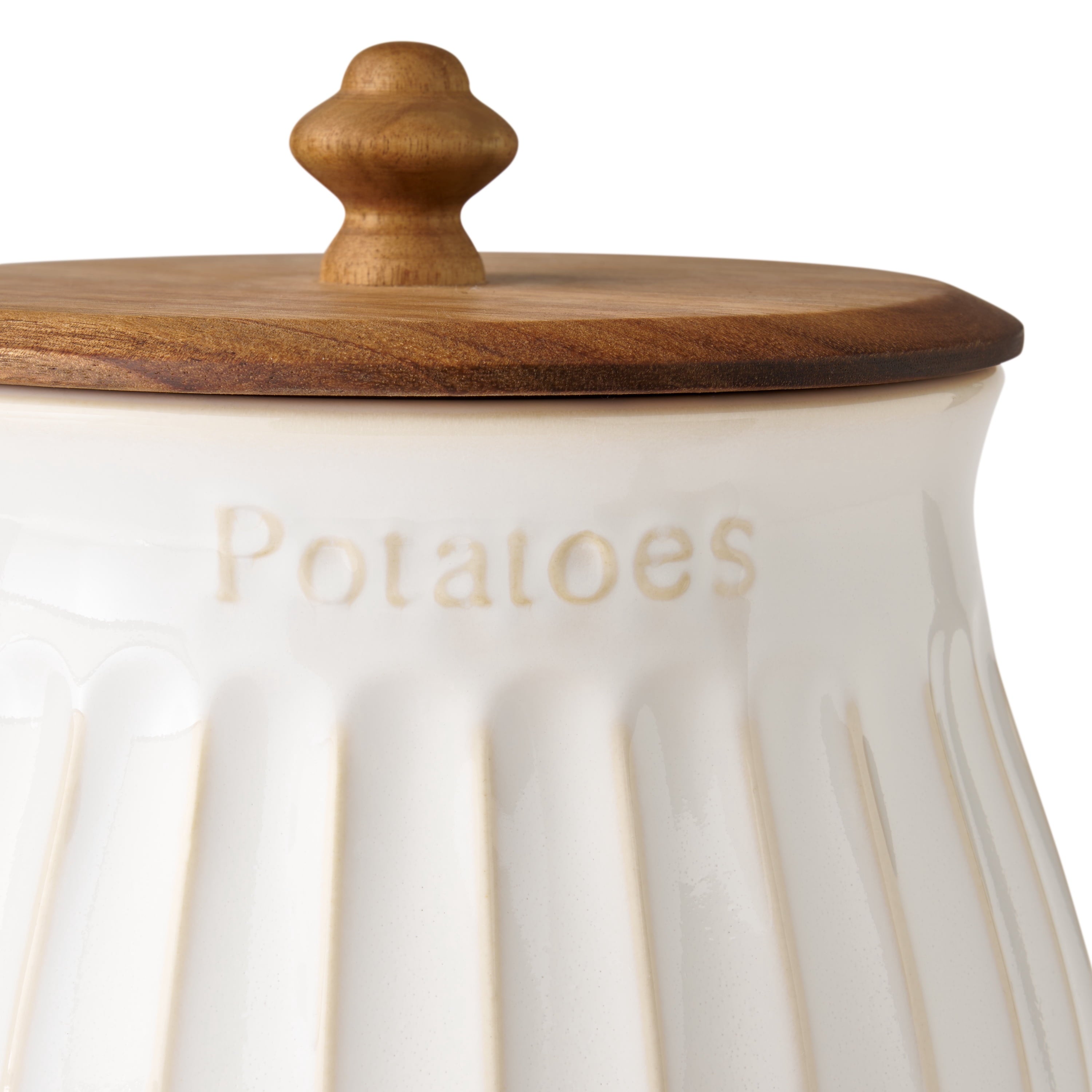 Colette Stoneware Potato Keeper, White | Prairie Lane - View 2