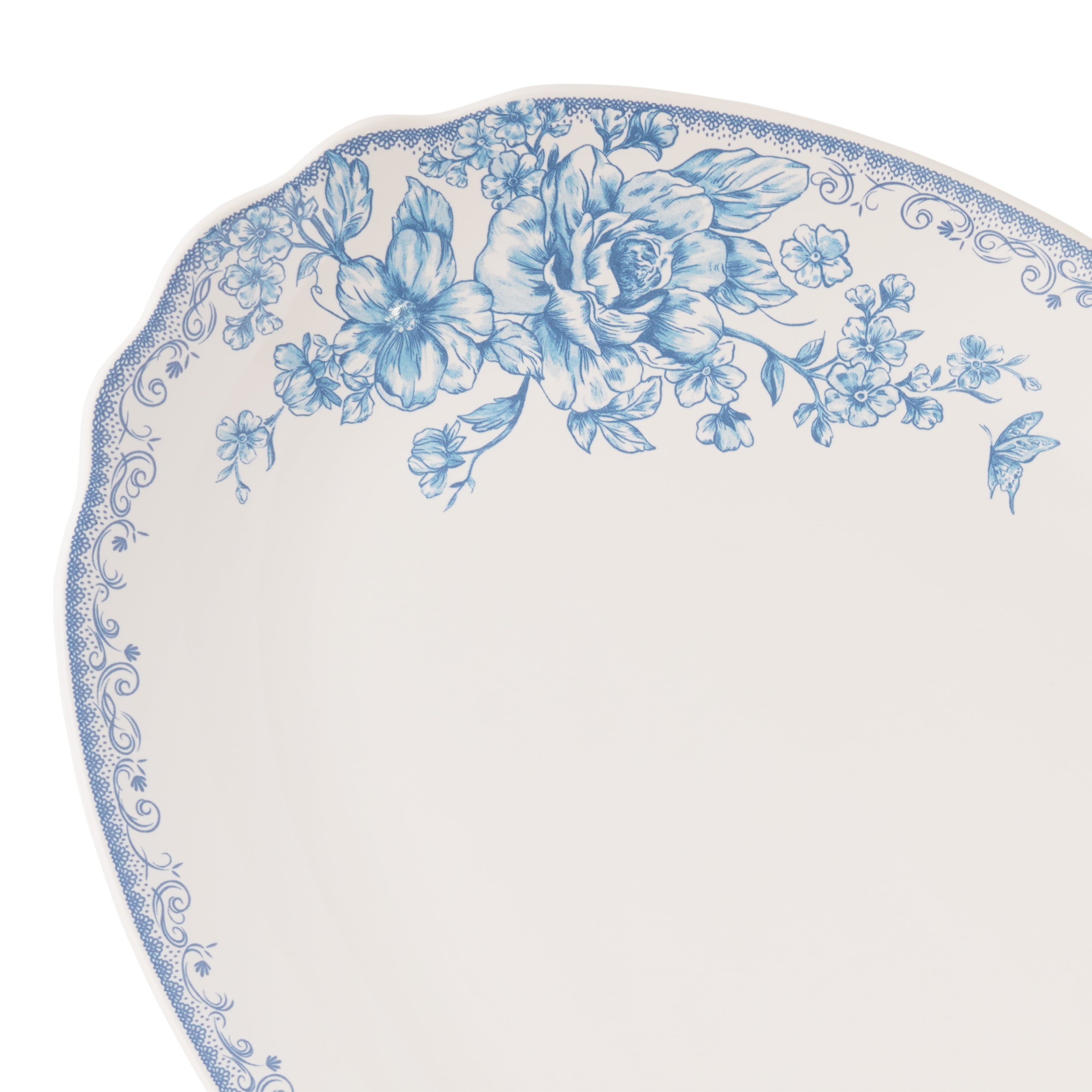 Agatha Stoneware 16-inch Serving Platter, Blue | Prairie Lane - View 4