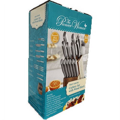 The Pioneer Woman Pioneer Signature 14-Piece Stainless Steel Knife Block Set, Gray