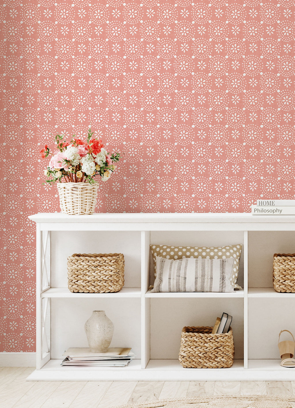 Green Floral Geo Peel And Stick Vinyl Wallpaper | Prairie Lane - View 3