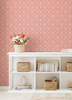 Green Floral Geo Peel And Stick Vinyl Wallpaper | Prairie Lane - View 3