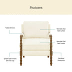 Pioneer Woman Harper Spindle Accent Chair, Antique White Fabric Upholstery
