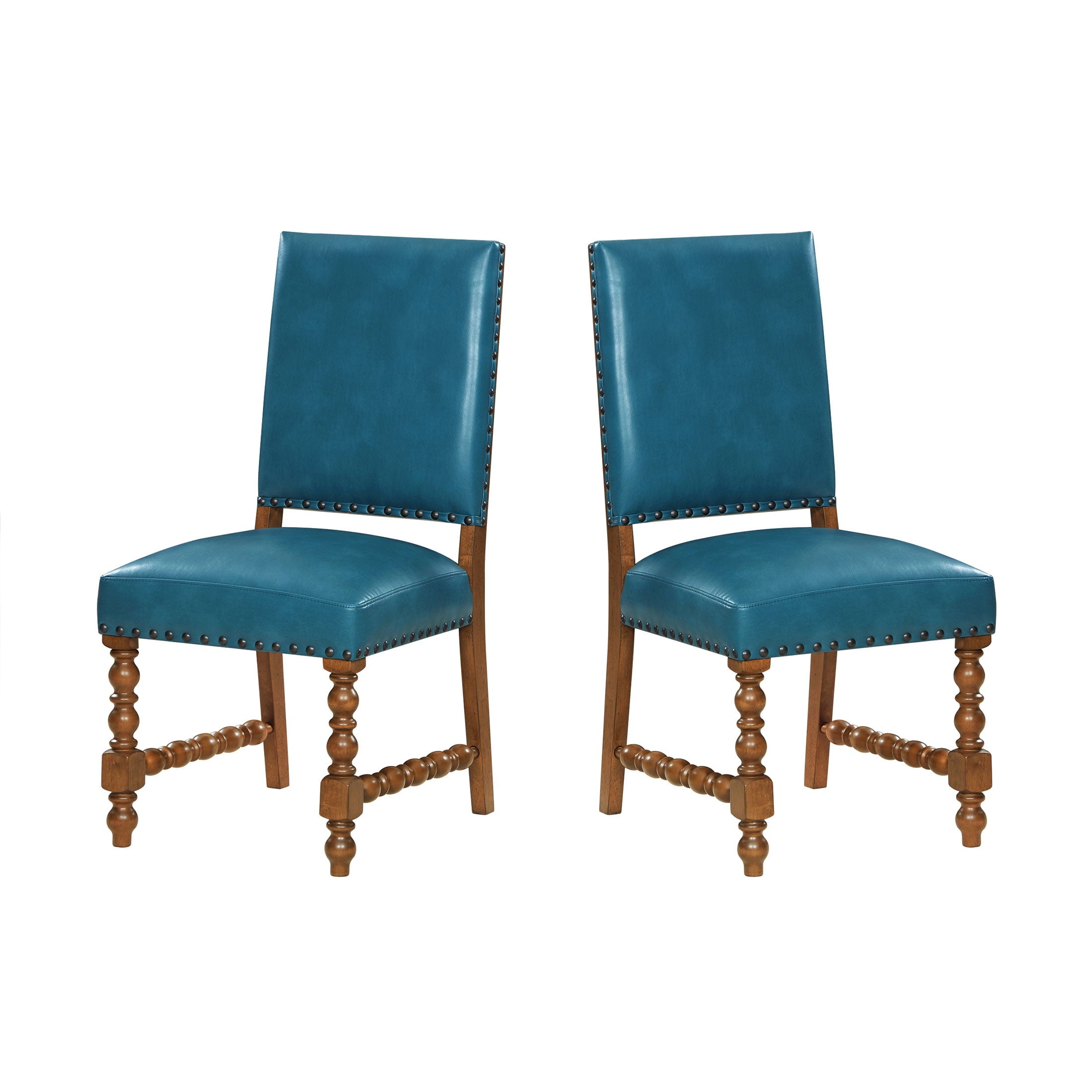 Harper Faux Leather Dining Chairs, Turquoise, Set of 2 | Prairie Lane - View 6