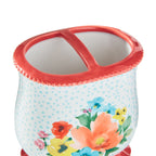 Multi- Color 2 Piece Ceramic Bath Accessories Set, Breezy Blossom | Prairie Lane - View 3