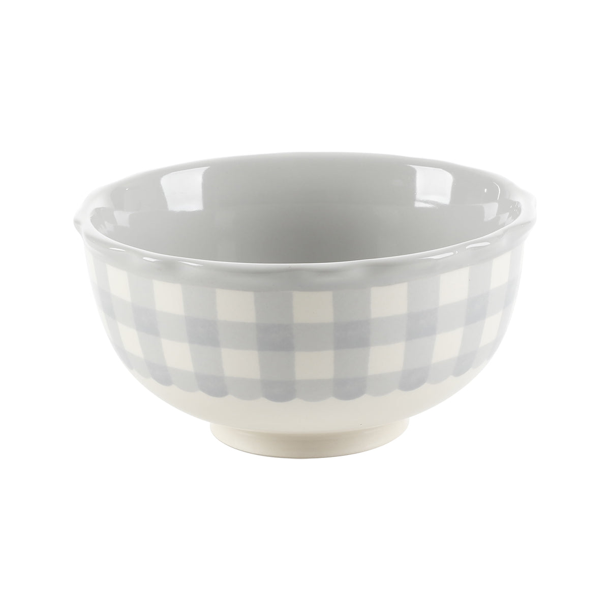The Pioneer Woman Gingham 12-Piece Ceramic Dinnerware Set, Gray