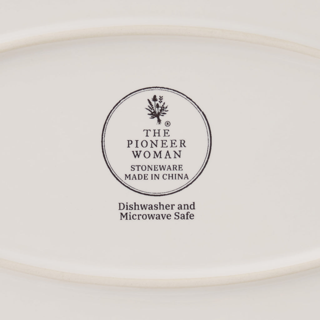 Agatha Stoneware 16-inch Serving Platter, Blue | Prairie Lane - View 5