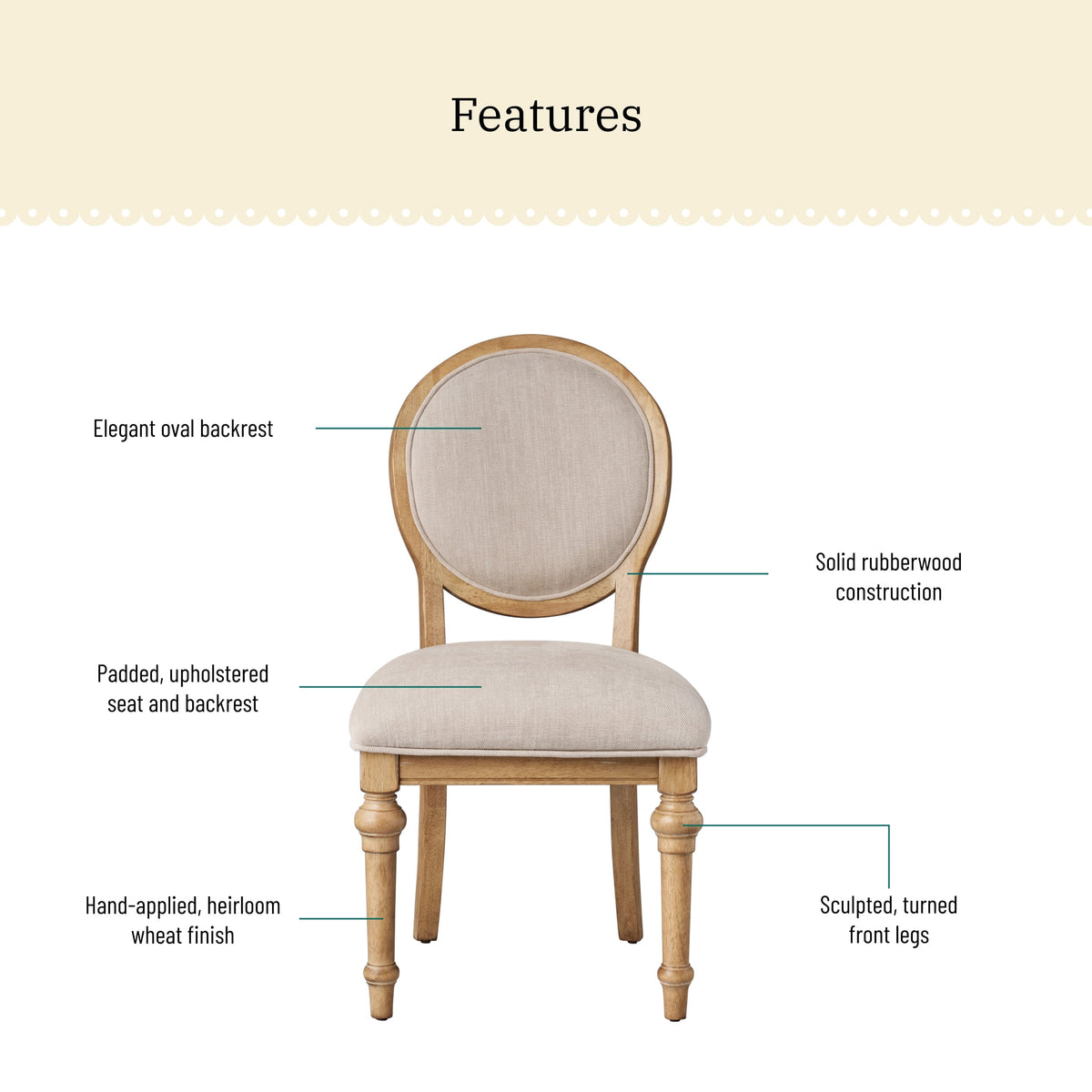The Pioneer Woman Willa Rounded Back Dining Chairs, Heirloom Wheat, Set of 2