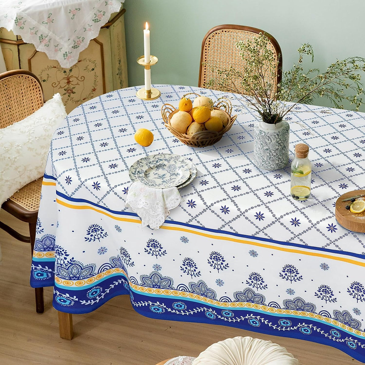 Polish Pottery Style Tablecloth | Prairie Lane - View 4