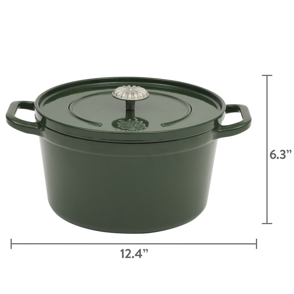 The Pioneer Woman 5-Quart Enamel Cast Iron Dutch Oven with Lid, Dark Green