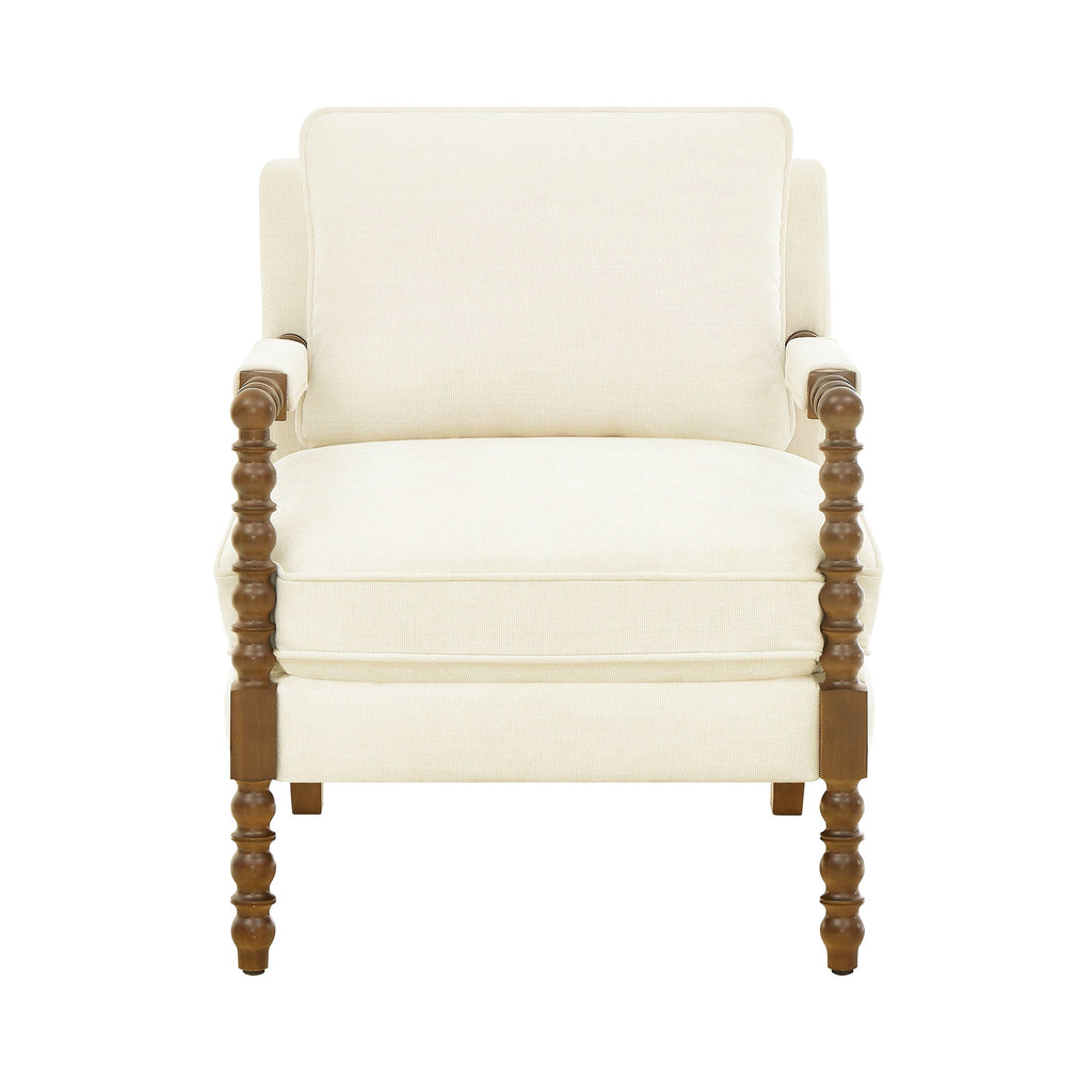 Pioneer Woman Harper Spindle Accent Chair, Antique White Fabric Upholstery
