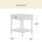 The Pioneer Woman Harper Spindle Nightstand with USB Charging Ports, Adults and Teens, White Finish