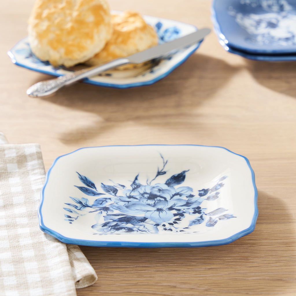 Delilah Stoneware Appetizer Plates, Blue, Set of 6 | Prairie Lane - View 2