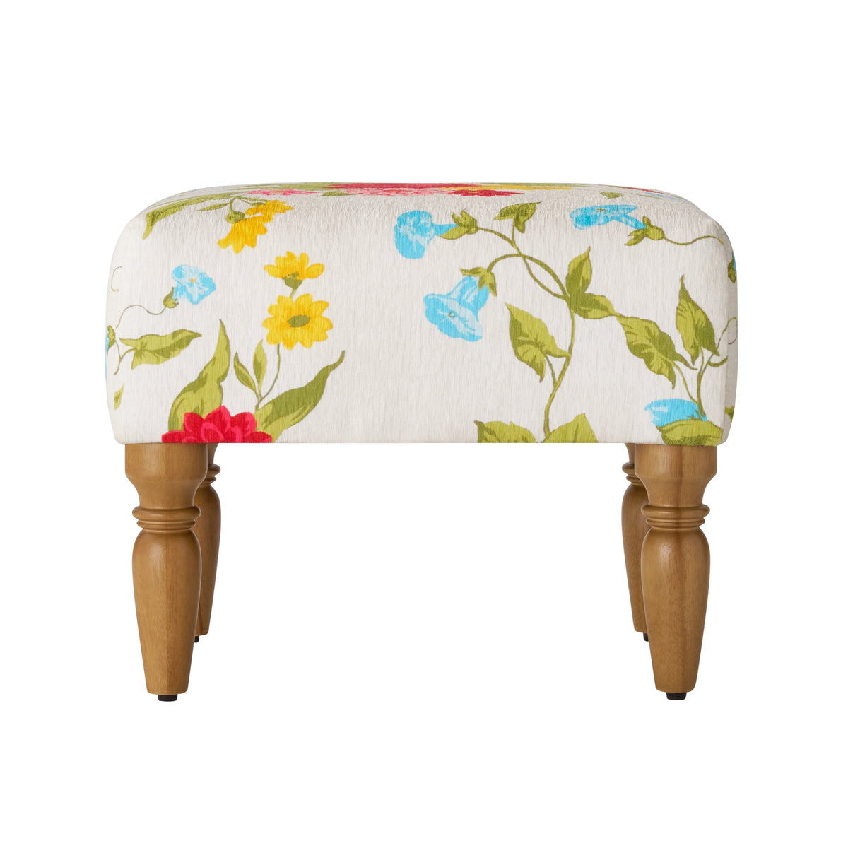 The Pioneer Woman Sweet Rose Ottoman, White, 17.25 in