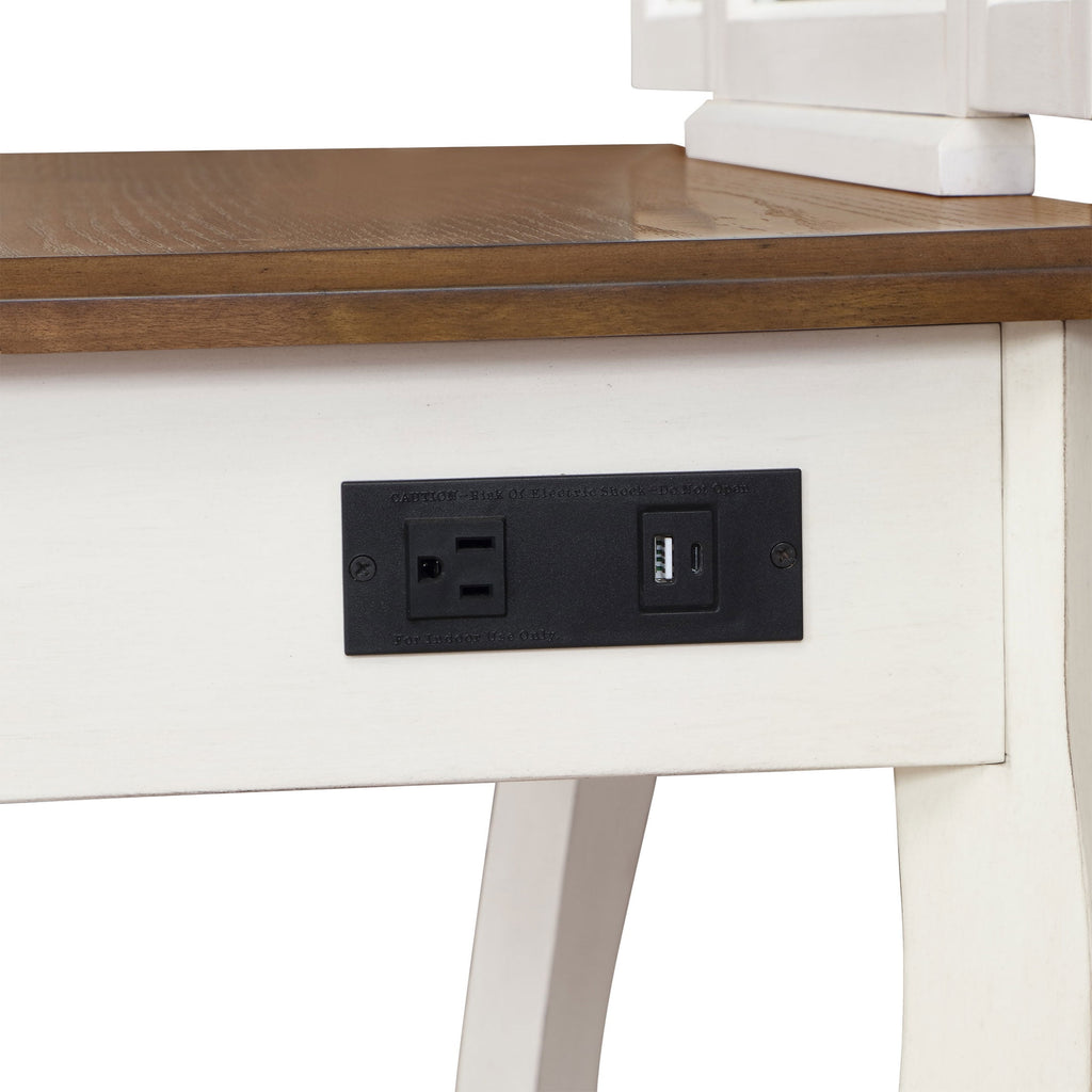 Vanity Set and Stool with Tri-Fold Mirror and Made With Solid Wood Frame, White | Prairie Lane - View 6