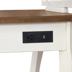 Vanity Set and Stool with Tri-Fold Mirror and Made With Solid Wood Frame, White | Prairie Lane - View 6