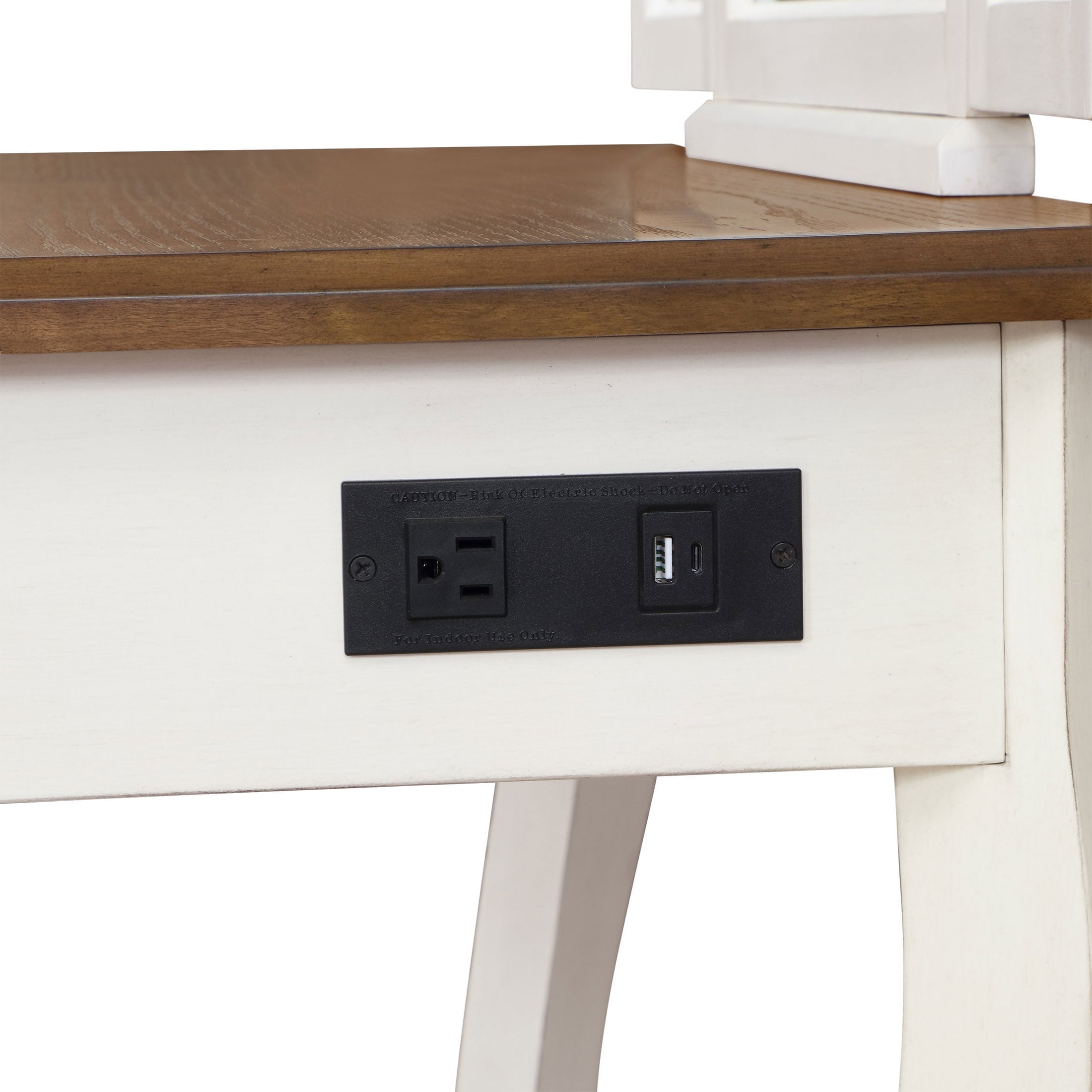 Vanity Set and Stool with Tri-Fold Mirror and Made With Solid Wood Frame, White | Prairie Lane - View 6
