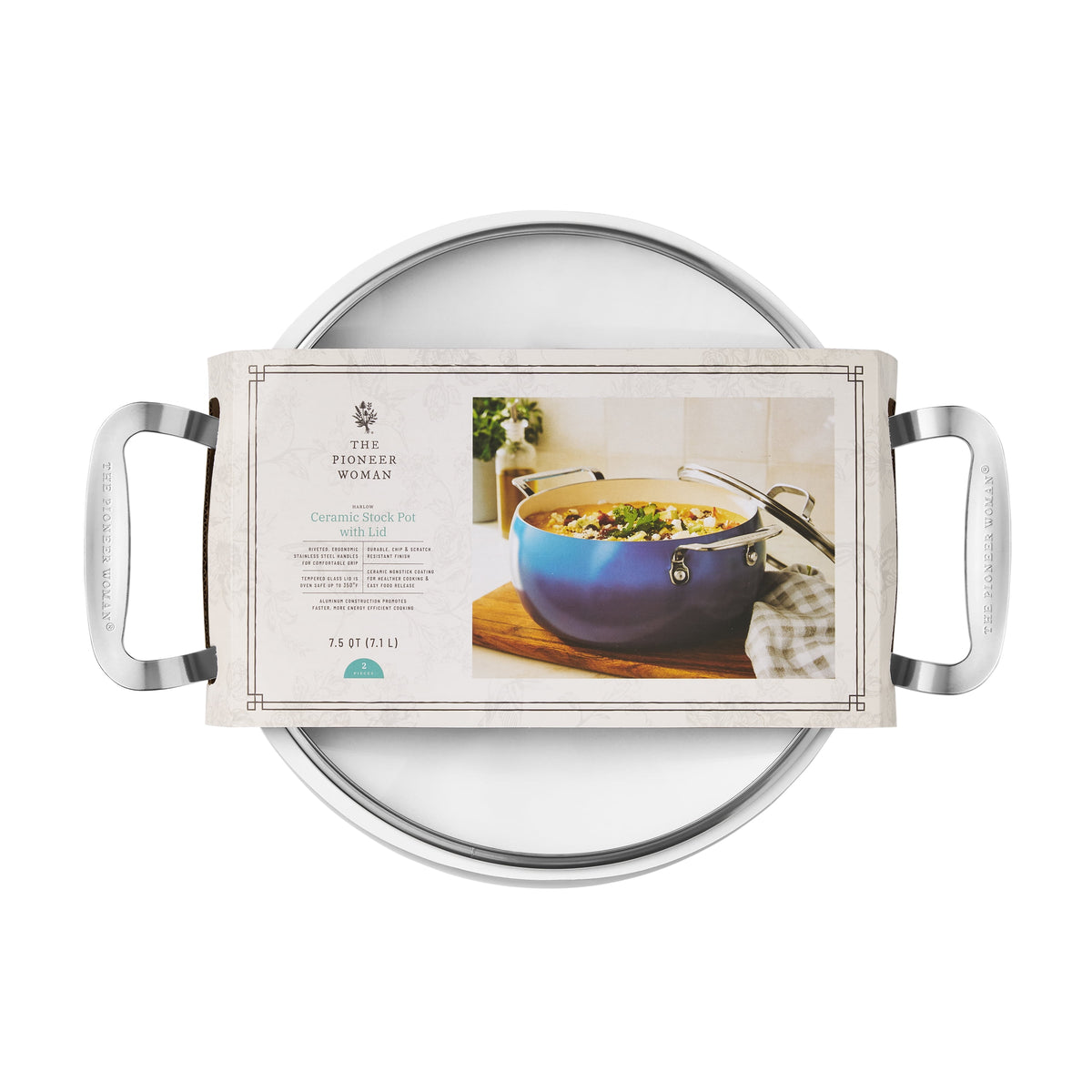 Harlow 7.5 Qt Ceramic Non-Stick Stock Pot with Lid, Denim Blue | Prairie Lane - View 8