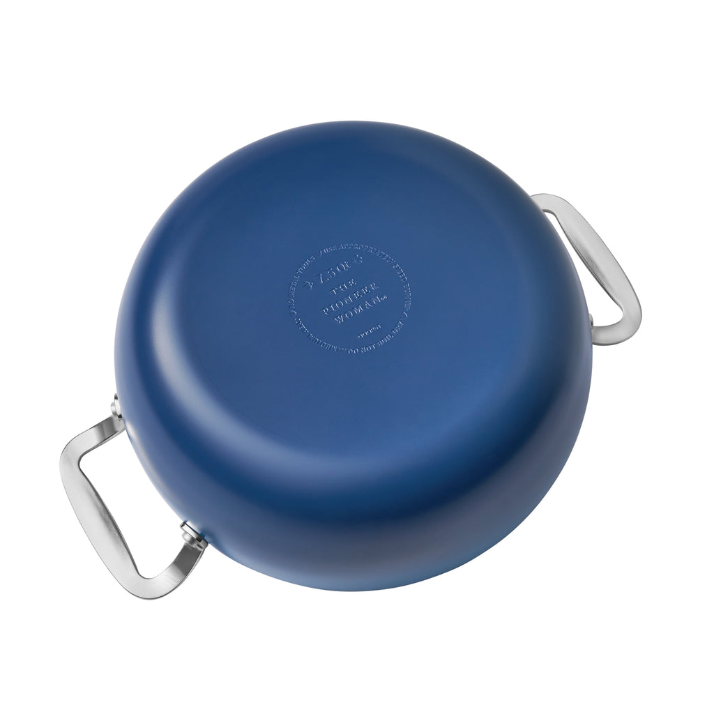 Harlow 7.5 Qt Ceramic Non-Stick Stock Pot with Lid, Denim Blue | Prairie Lane - View 4