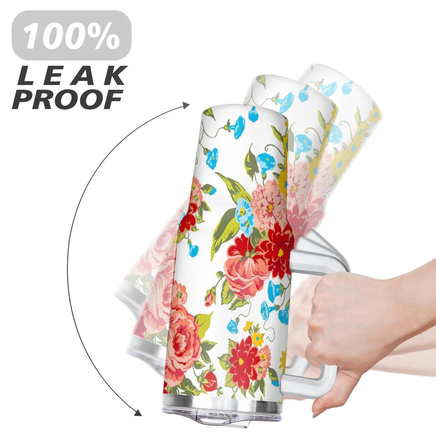 40 Oz Tumbler with Handle Lid and Straw Pioneer Flower Women Stainless Steel | Prairie Lane - View 6