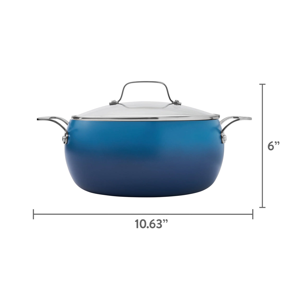 Harlow 7.5 Qt Ceramic Non-Stick Stock Pot with Lid, Denim Blue | Prairie Lane - View 7