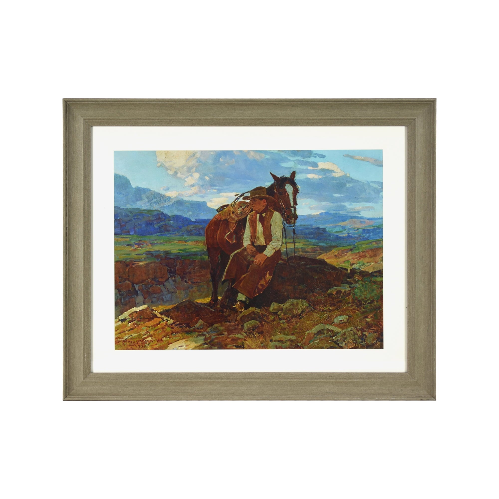 Frank Tenney Johnson "An Idle Dreamer" Framed Western Wall Art Print | Prairie Lane - View 2