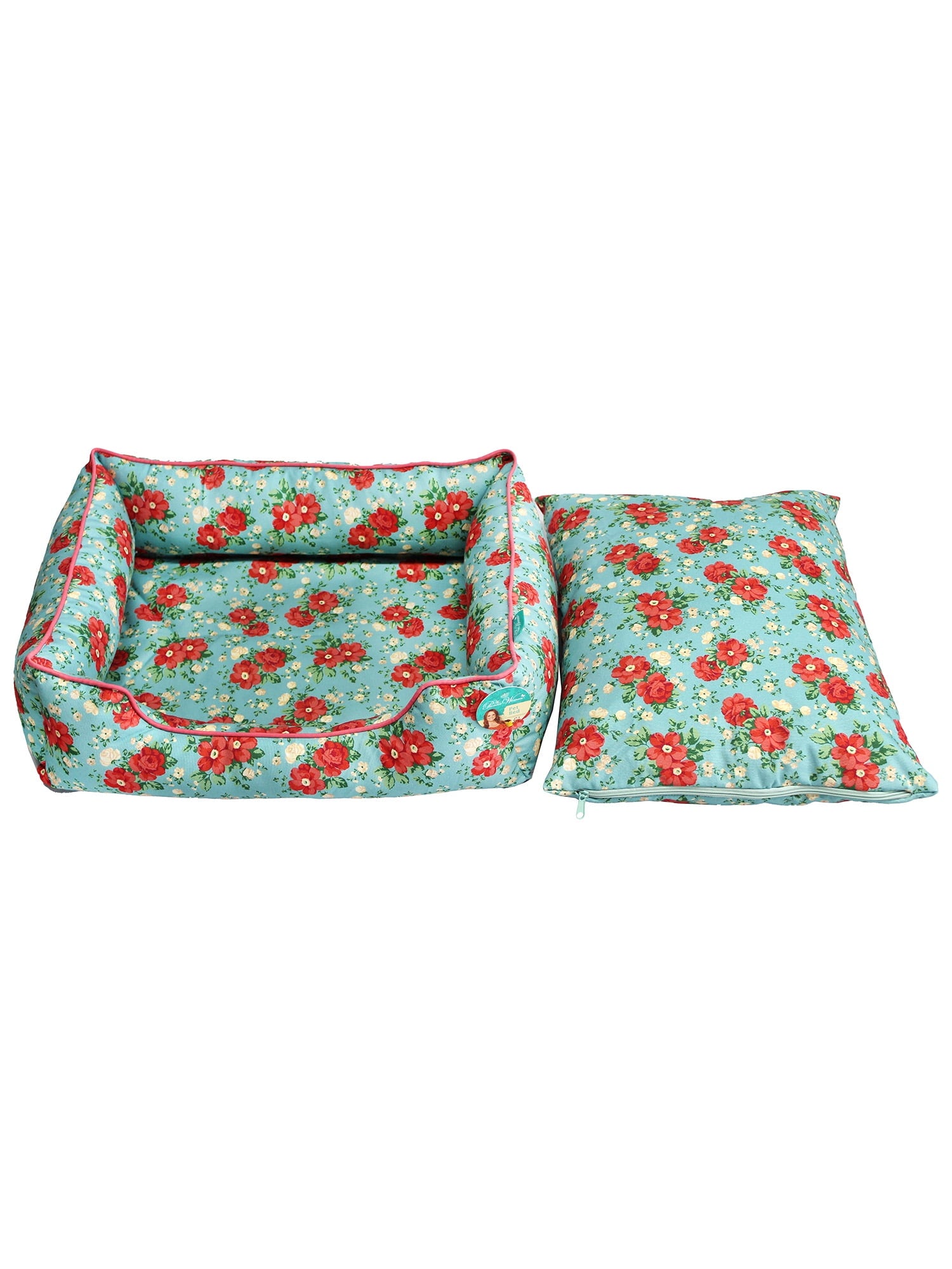 Vintage Floral Medium Pet Bed, Multi-Color, 25" x 21" | Prairie Lane - View 4
