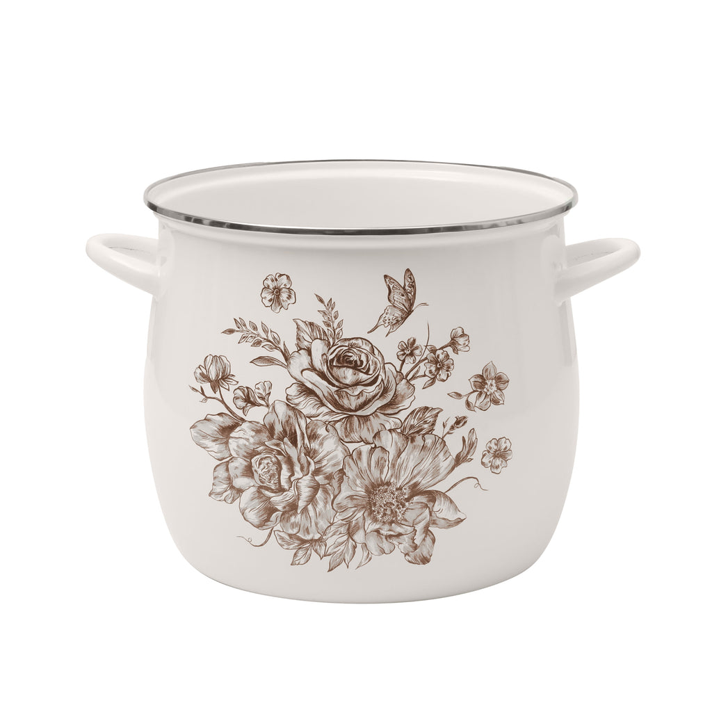 The Pioneer Woman Agatha 12 Qt Enamel on Steel Stock Pot with Lid, Brown