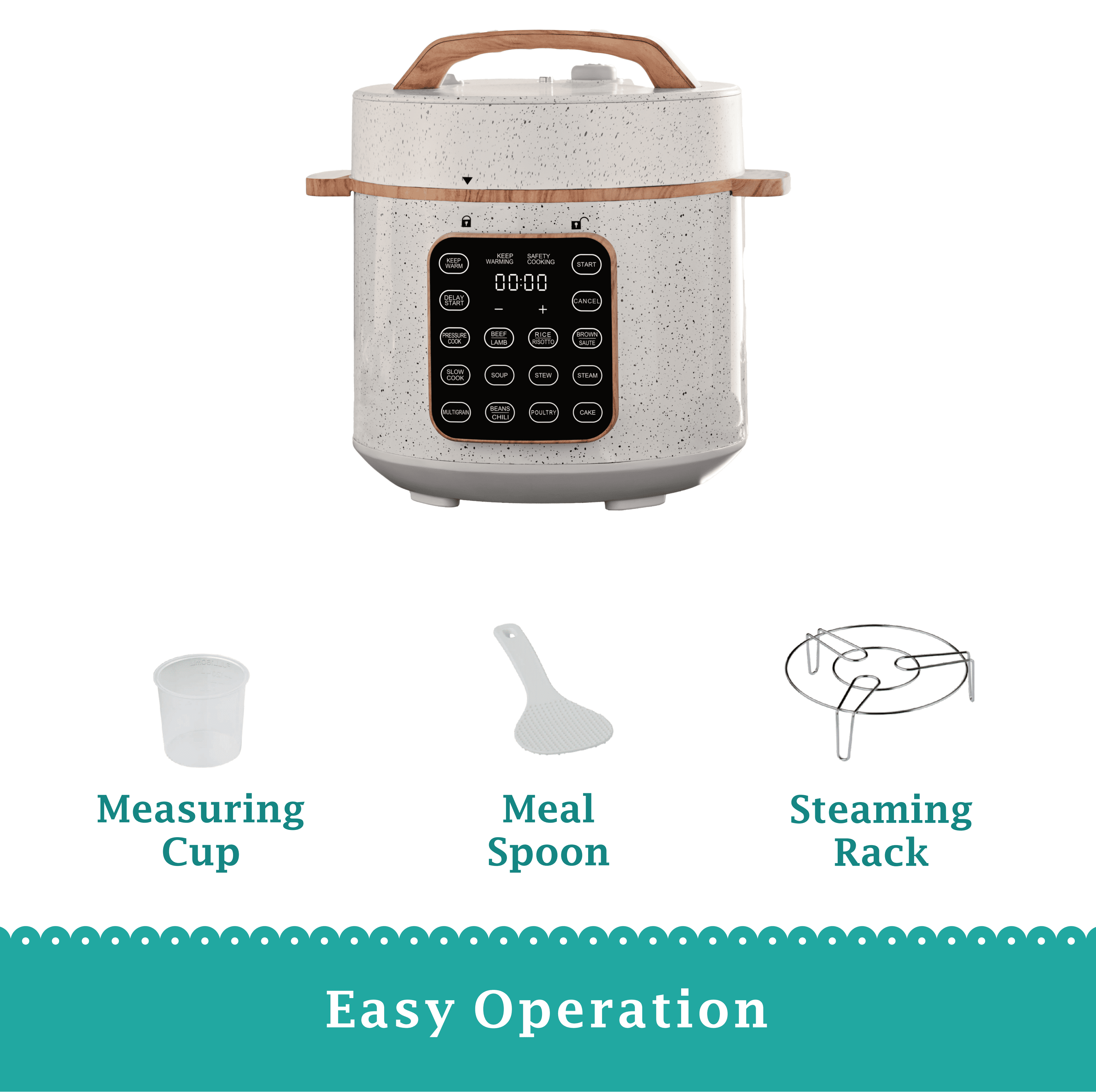Linen Speckle 6-Quart Pressure Cooker with Touch Control Display | Prairie Lane - View 5