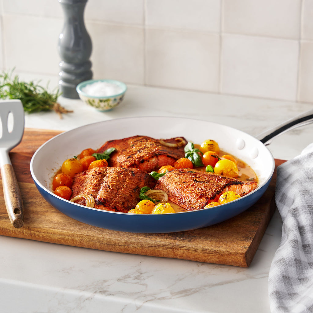 Harlow 12" Ceramic Non-Stick Fry Pan, Denim Blue | Prairie Lane - View 2