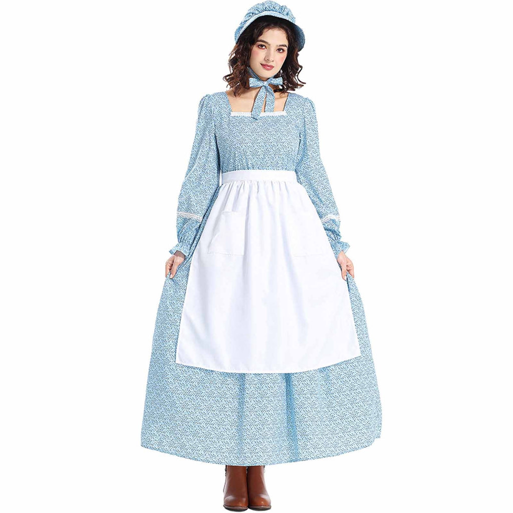 Pioneer Prairie Dress Women Floral Colonial Costume Long Sleeve American | Prairie Lane - View 2